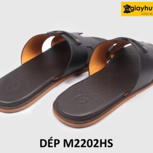 Dép da nam chữ H vân sọc Saffiano loafer M2202HS 002