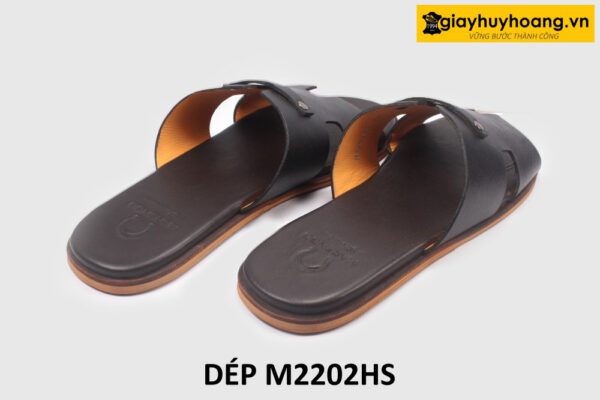 Dép da nam chữ H vân sọc Saffiano loafer M2202HS 002