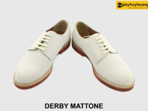 [Outlet size 39.41] Giày da nam mũi tròn da lộn Derby MATTONE 008