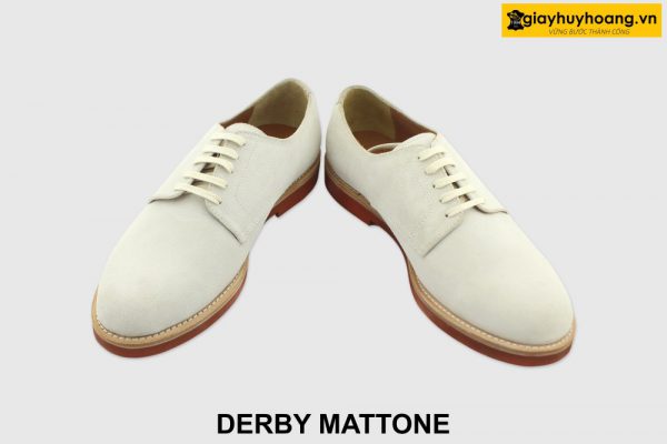 [Outlet size 39.41] Giày da nam mũi tròn da lộn Derby MATTONE 008