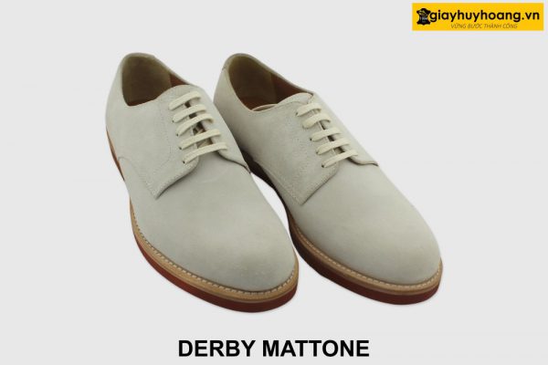 [Outlet size 39.41] Giày da nam mũi tròn da lộn Derby MATTONE 006
