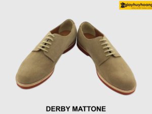 [Outlet size 39.41] Giày da nam mũi tròn da lộn Derby MATTONE 002