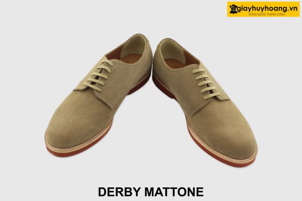 [Outlet size 39.41] Giày da nam mũi tròn da lộn Derby MATTONE 002