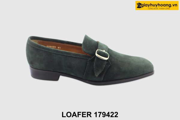 [Outlet size 41] Giày lười da lộn nam xanh rêu Loafer 179422 001