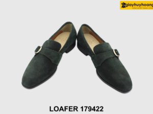 [Outlet size 41] Giày lười da lộn nam xanh rêu Loafer 179422 006