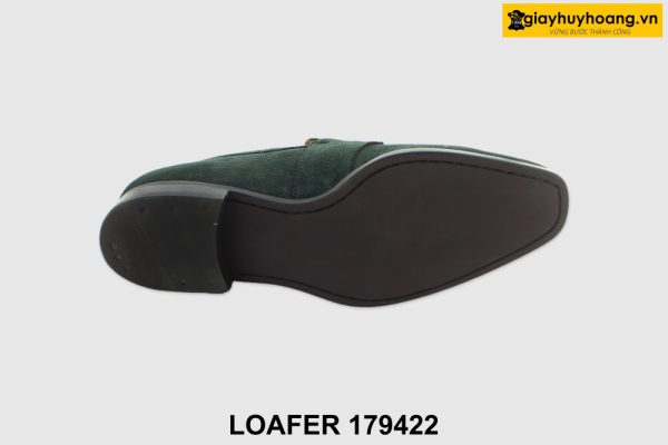 [Outlet size 41] Giày lười da lộn nam xanh rêu Loafer 179422 004