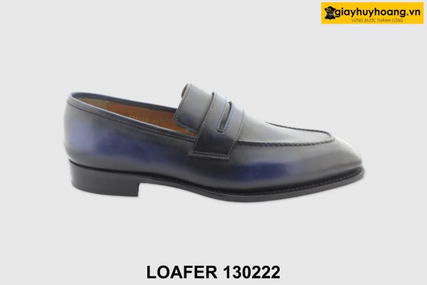 [Outlet 45] Giày lười nam nhuộm xanh thủ công Penny Loafer 130222 001