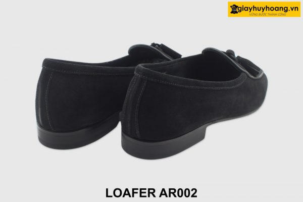 [Outlet size 43] Giày lười nam da lộn đen Loafer AR002 004