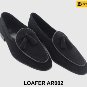 [Outlet size 43] Giày lười nam da lộn đen Loafer AR002 003