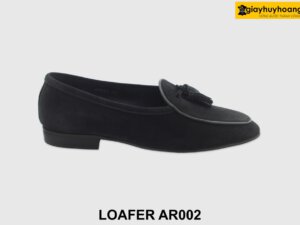 [Outlet size 43] Giày lười nam da lộn đen Loafer AR002 001