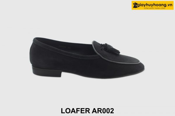 [Outlet size 43] Giày lười nam da lộn đen Loafer AR002 001