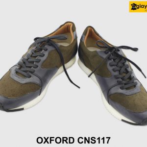 [Outlet size 38] Giày da nam đế bằng phối da lộn Oxford CNS117 004
