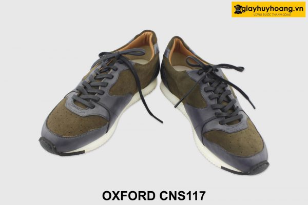 [Outlet size 38] Giày da nam đế bằng phối da lộn Oxford CNS117 004