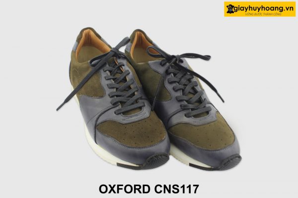 [Outlet size 38] Giày da nam đế bằng phối da lộn Oxford CNS117 003