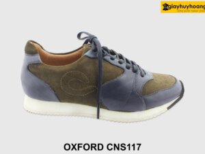 [Outlet size 38] Giày da nam đế bằng phối da lộn Oxford CNS117 001