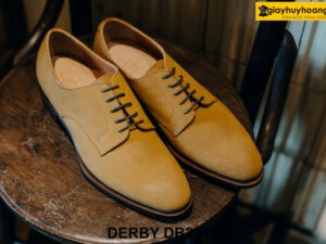 Giày da nam buộc dây da lộn vàng bò Derby DB2217 004