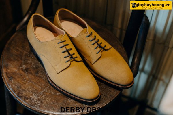 Giày da nam buộc dây da lộn vàng bò Derby DB2217 004