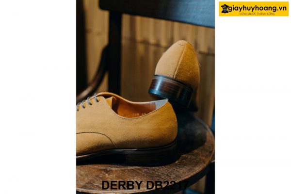 Giày da nam buộc dây da lộn vàng bò Derby DB2217 003