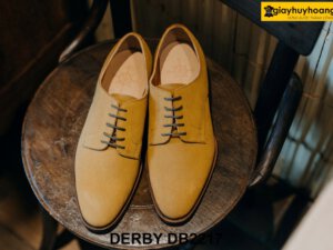 Giày da nam buộc dây da lộn vàng bò Derby DB2217 001