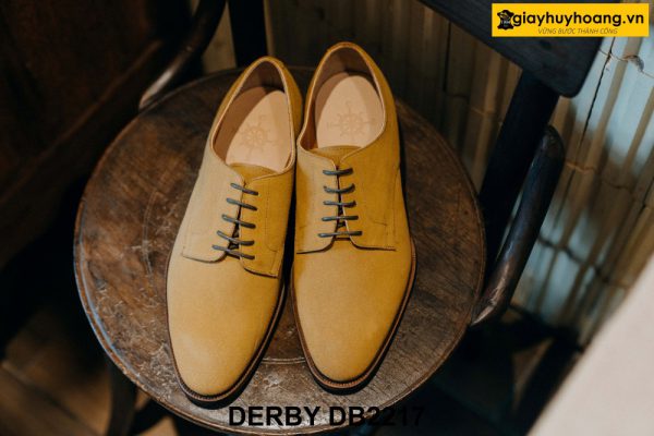 Giày da nam buộc dây da lộn vàng bò Derby DB2217 001