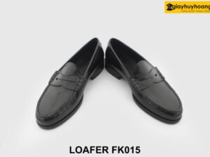 [Outlet size 38] Giày lười nam da sơn đen bóng Loafer FK015 004