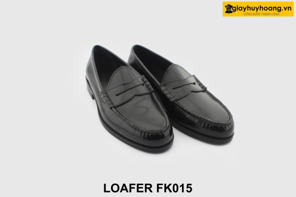 [Outlet size 38] Giày lười nam da sơn đen bóng Loafer FK015 003