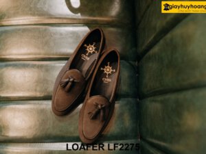 Giày da nam da lộn màu nâu tuyệt đẹp Tassel Loafer LF2275 004