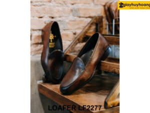 Giày lười nam màu nâu da trơn trẻ trung Loafer LF2277 004