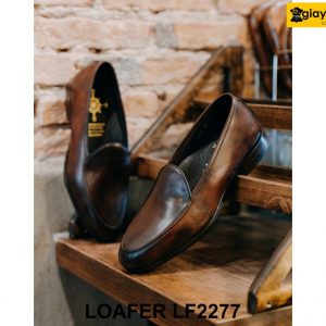 Giày lười nam màu nâu da trơn trẻ trung Loafer LF2277 004