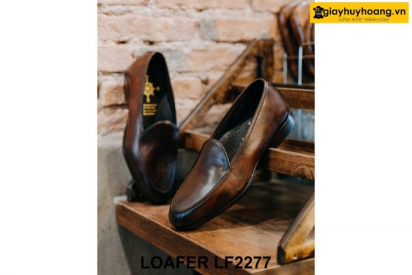 Giày lười nam màu nâu da trơn trẻ trung Loafer LF2277 004