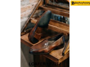 Giày lười nam màu nâu da trơn trẻ trung Loafer LF2277 003