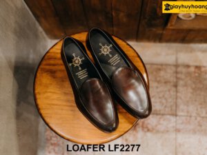Giày lười nam màu nâu da trơn trẻ trung Loafer LF2277 001