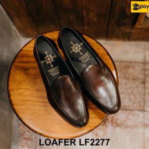 Giày lười nam màu nâu da trơn trẻ trung Loafer LF2277 001