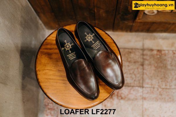 Giày lười nam màu nâu da trơn trẻ trung Loafer LF2277 001