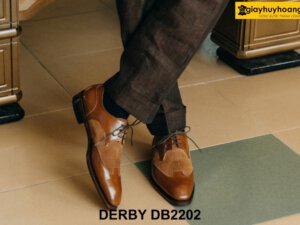 Giày da nam công sở phối da lộn chống nhăn Derby DB2202 004