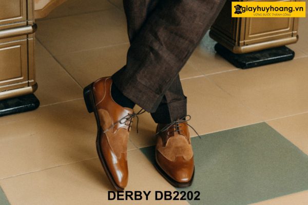 Giày da nam công sở phối da lộn chống nhăn Derby DB2202 004