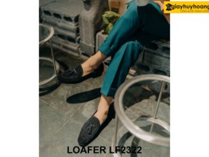 Giày lười nam da lộn xanh navy Loafer LF2322 005