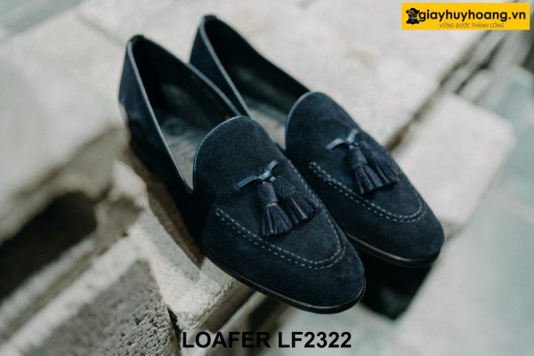 Giày lười nam da lộn xanh navy Loafer LF2322 004