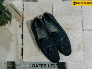 Giày lười nam da lộn xanh navy Loafer LF2322 001