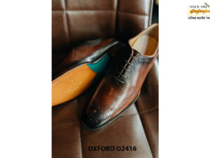 Giày da nam da trơn đục lỗ hoa vân mũi Oxford O2416 004
