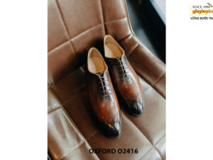 Giày da nam da trơn đục lỗ hoa vân mũi Oxford O2416 002