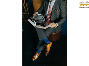 Giày da nam vàng bò mặc bộ áo vest suit Oxford O2417 004