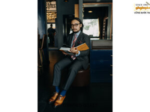Giày da nam vàng bò mặc bộ áo vest suit Oxford O2417 002