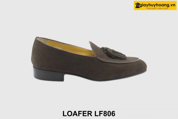[Outlet size 41.44] Giày lười da lộn nam màu nâu Loafer LF806 001
