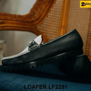 Giày lười nam đen trắng thời trang horesit Loafer LF2291 005