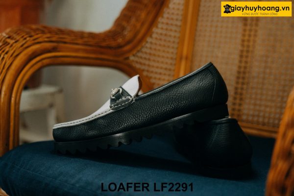 Giày lười nam đen trắng thời trang horesit Loafer LF2291 005