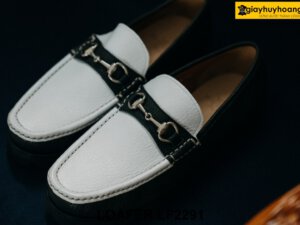 Giày lười nam đen trắng thời trang horesit Loafer LF2291 001