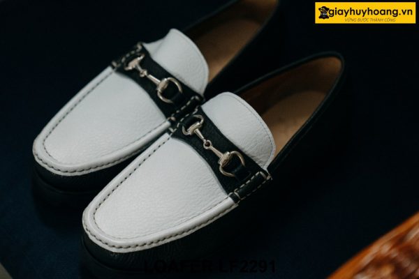 Giày lười nam đen trắng thời trang horesit Loafer LF2291 001