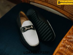 Giày lười nam đen trắng thời trang horesit Loafer LF2291 004