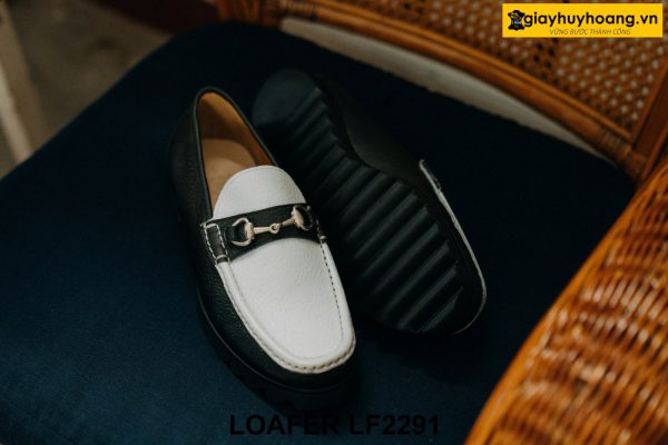 Giày lười nam đen trắng thời trang horesit Loafer LF2291 004